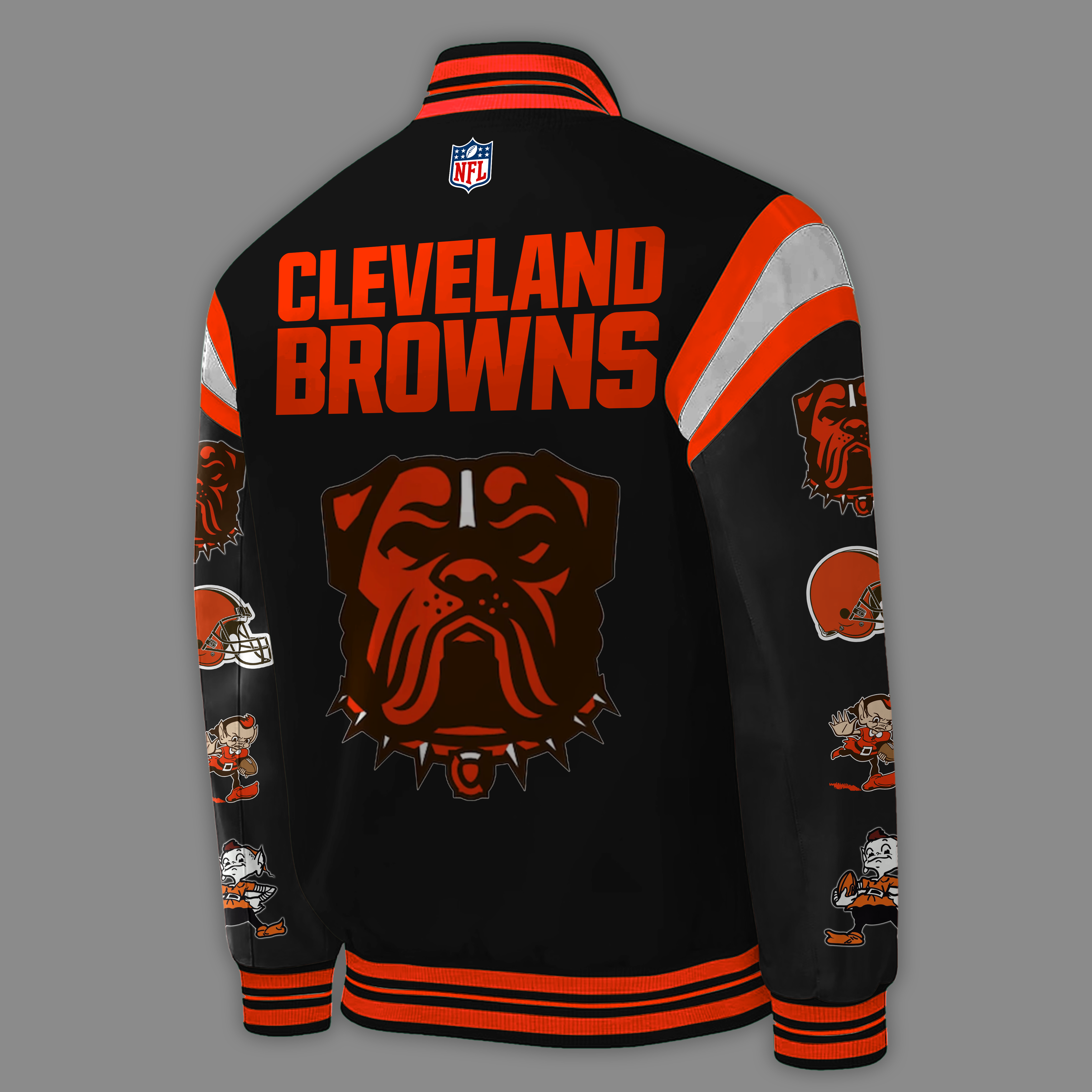 Cleveland Browns Logo Symbol Full Print Baseball Jacket