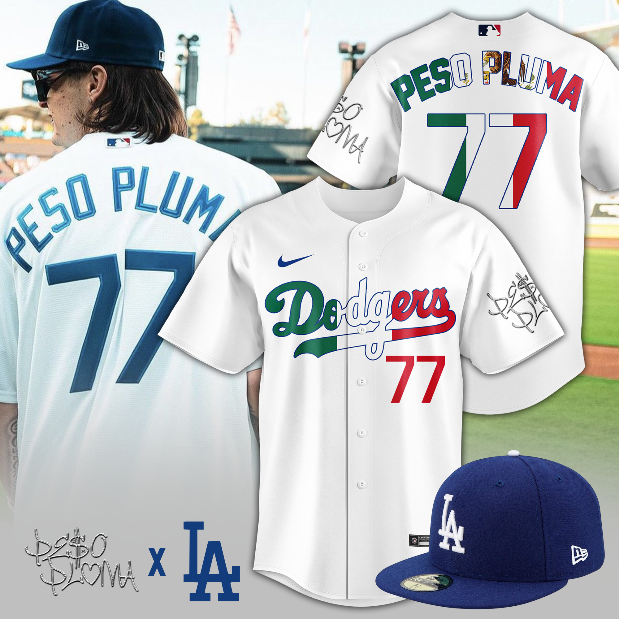 Los Angeles Dodgers Peso Pluma White Jersey